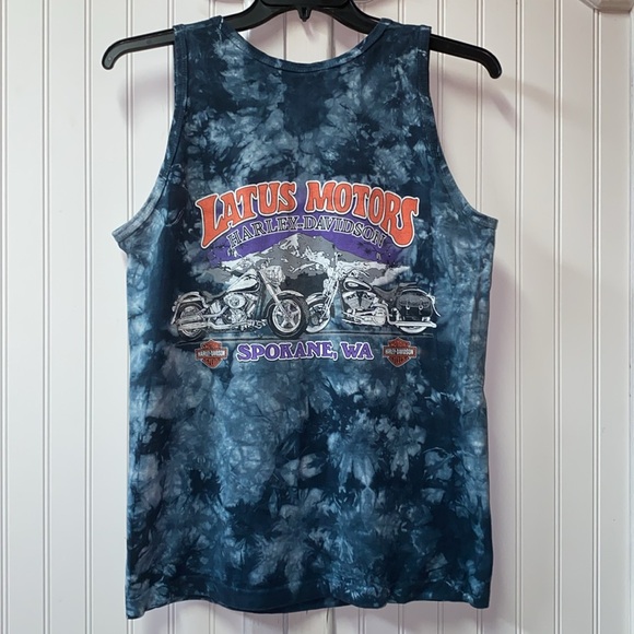 Y2K Harley Davidson Tie Dye Tank Top Shirt M Spokane Washington Vintage - Picture 3 of 6